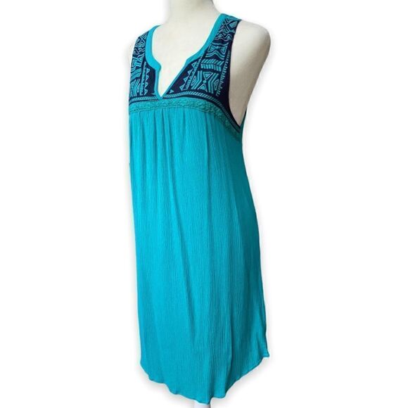 GENTLE Fawn Open Back Teal Embroidered Dress - Picture 4 of 13